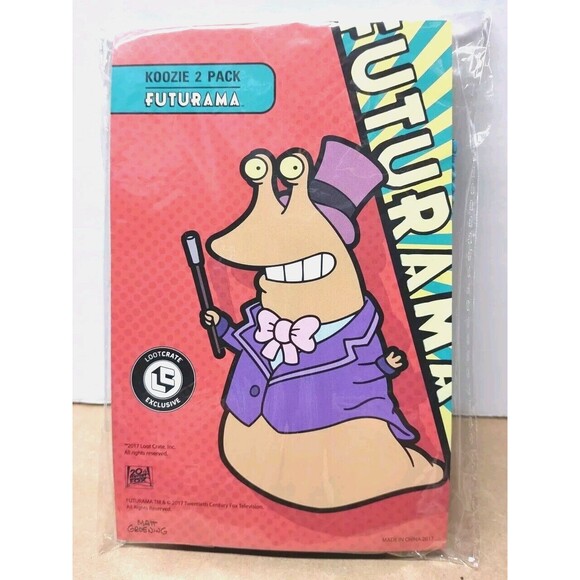 Futurama Slurm Drink Koozie 2 Pack Loot Crate Exclusive 2017 NEW Collectible - Picture 1 of 7